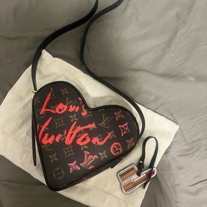Louis Vuitton LV limited edition heart coeur fall in love monogram canvas bag